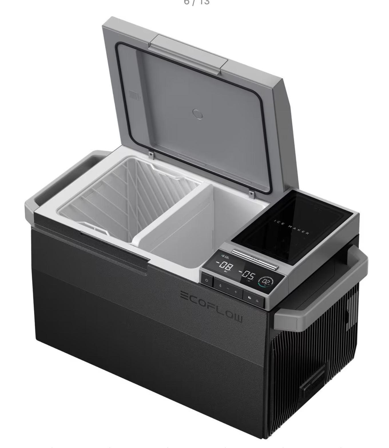 Ecoflow Glacier Kompressor-Kühlbox inkl Zusatzakku, 12/24/230V, Solar 38L Eiswürfel, zwei Zonen, autark, USB-C, Battery 298wh