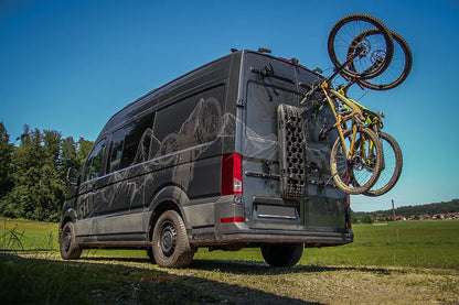 PUSHrack Fahrradträger Airlineschienen Kastenwagen ab 2,25 m HöheCrafter, MAN TGE, Sprinter, Fiat Ducato, Boxer, Jumper Movano Heckträger anpassbar